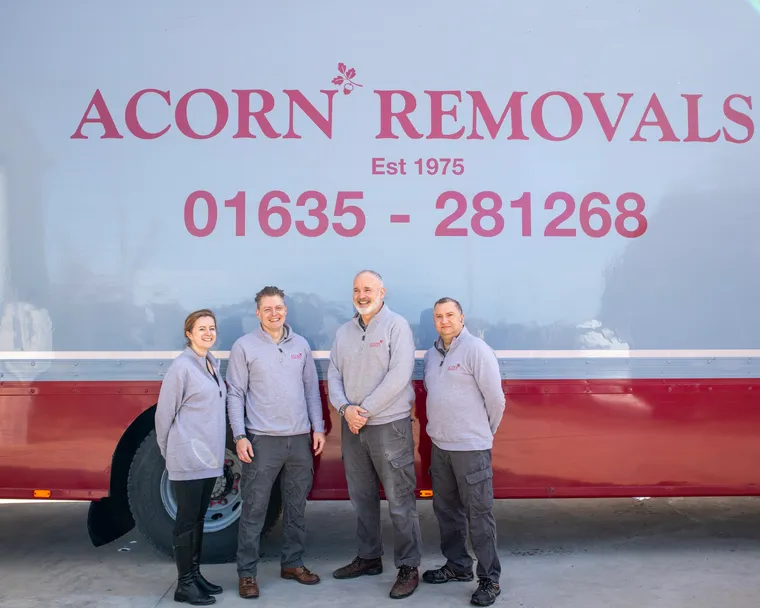 The Acorn team of four with a removals lorry at the Newbury depot